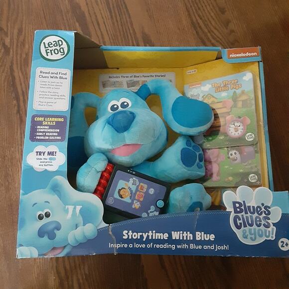 LeapFrog Blue's Clues Story Time with Blue Interactive Books Plush Dog Learning - Picture 1 of 13